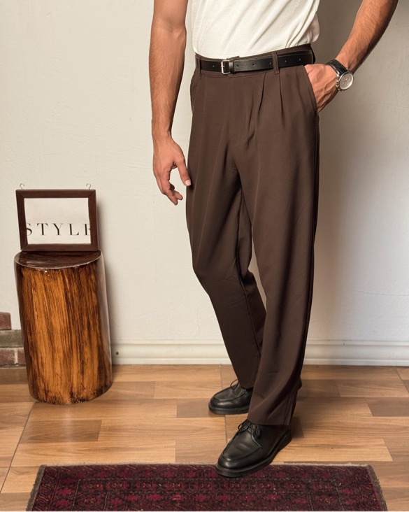 شلوار پارچه ای دوپیلی راسته رگولار ترک کد ۱۲۹